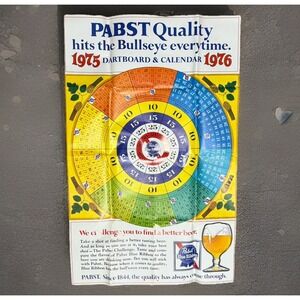 NEW '75-76 Pabst Blue Ribbon Bullseye Calendar Dartboard Beer Poster Advertising